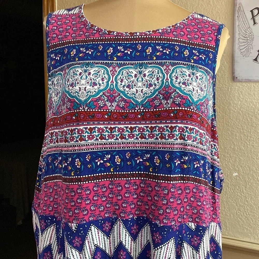 Torrid multicolored floral print sleeveless super soft knit skater mini dress‎